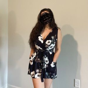 Black and Floral Romper